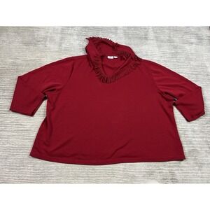 Cato Sweater Womens 22/24W‎ Red Cowl Neck Long Sleeve Acrylic Tasseled